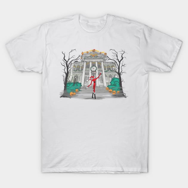 A Visit from Sandy Claws T-Shirt by BeepBoopBeep Clothing, Co.